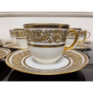 Bernardaud - Suite Of 12 Golden Coffee Cups In Limoges Porcelain